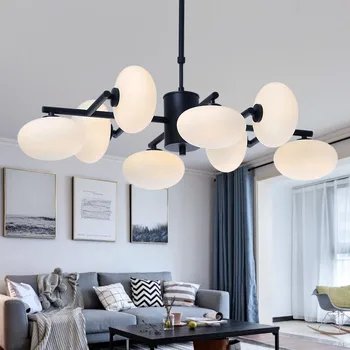 

Modern Loft Art Egg Shape Led Chandelier Creative Glass Living Dinner Villa Hall Hanging Lighting Fixtures Free Shipping