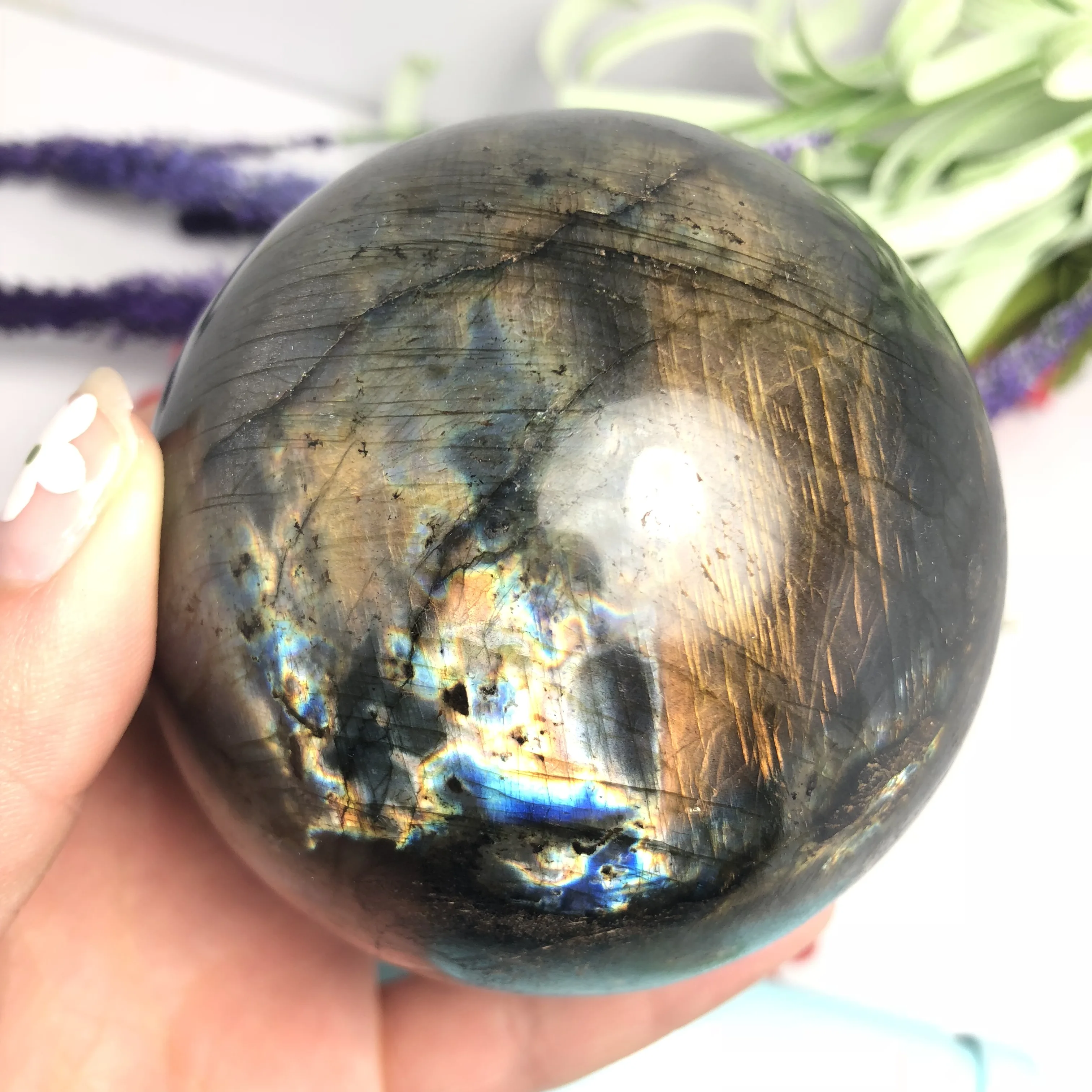 

Natural labradorite Crystal polished Sphere Ball Healing crystal
