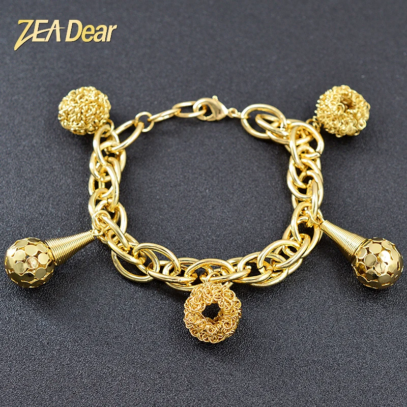 

ZEADear Jewelry Big Charm Bracelet For Women Hand Chain Link Chain Dubai Fashion Bracelet For Wedding Gift Ball Jewelry Findings