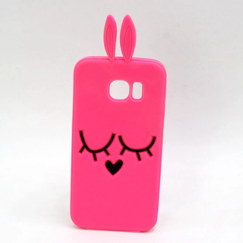 

3D Cartoon Silicone Cover For Samsung Galaxy S7 edge S6 S5 S4 S3 Note 4 5 7 Rabbit Pink For iphone 7 Plus 6plus 6 5 Phone Cases