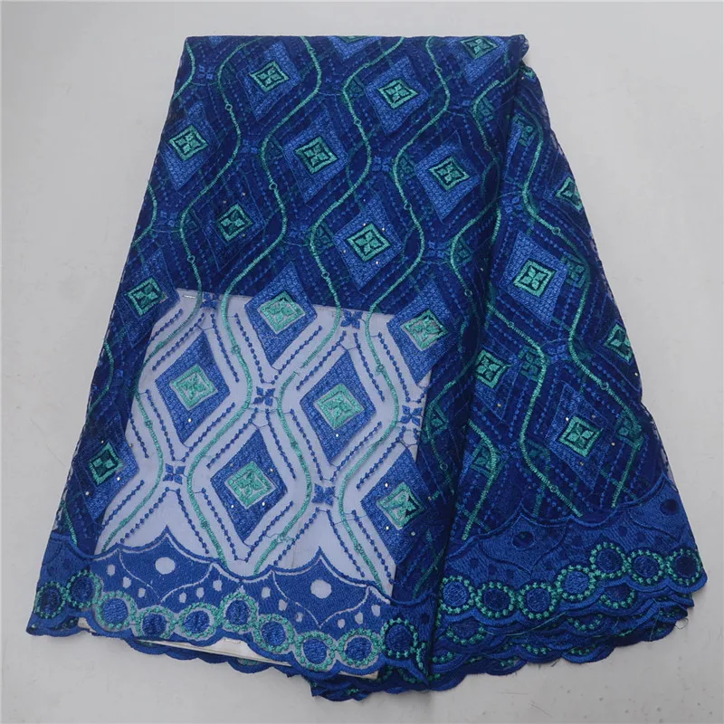 

African swiss voile lace fabric 2019 royal blue Embroidered lace fabric Wholesale french tulle laces fabric for dress PSA330-1
