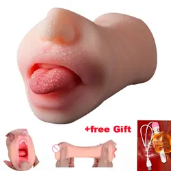 Секс-игрушки для мужчин искусственный вагинальный глубокий вырез мужской мастурбатор 3D Реалистичная Вагина рот эротические оральный язык