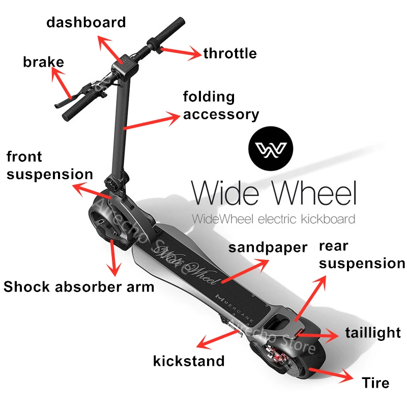 Mercane широкий колесный Электрический задний фонарь скутера фара подножка шина приборная панель Тормозная Линия колодки амортизирующая рукоятка части