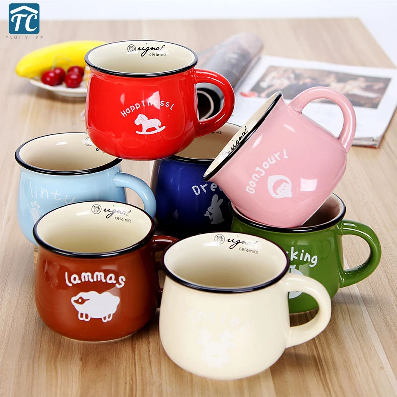 

Cups And Mugs Caneca Vintage Small Ceramic Milk Mug 7 Colors For Breakfast Kubki Heat-resistant Travel Coffee Mokken Drinkware