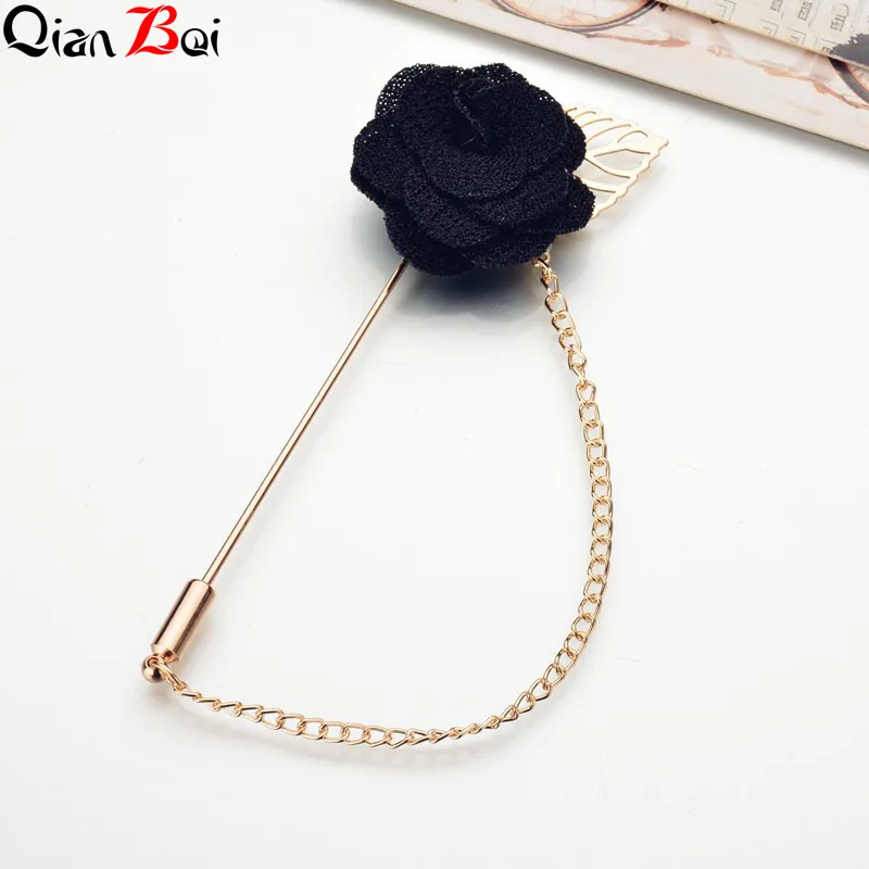 

QianBei New Lapel 3 colors Flower Daisy Handmade Boutonniere Stick Brooch Pin Men Cool Beautiful Accessories in Party Wedding 08