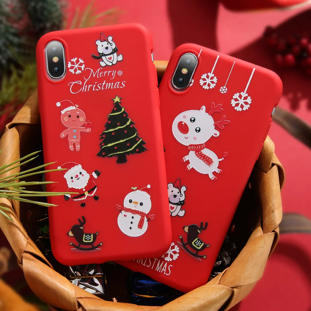 FLOVEME Elk Рождество чехол для iPhone 6 6S 7 8 Plus 5 5S милый мультфильм мягкий силиконовый X XS