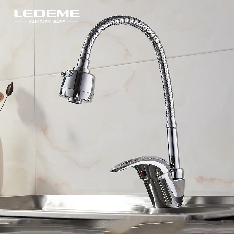 

LEDEME Kitchen Basin Faucet One-Handle Bar Swivel Hot Cold Water Tap Mixer For Kitchen Bathroom,Chrome Finished L4302-B