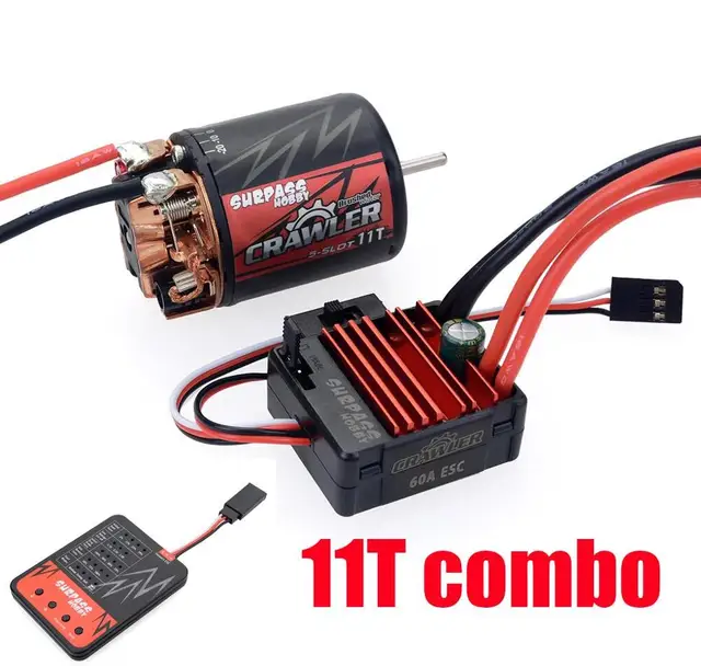 SURPASS Hobby 540 11T/13T/16T/ 20T 5-Slot Brushed Motor + 60A ESC + LED Program Card for 1/10 RC Crawler Car Rc Toys