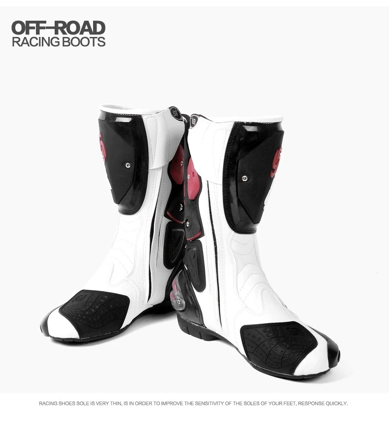 Moto rcycle/мужские ботинки; 4 сезона; Защитные шестерни; байкерские ботинки; Цвет черный, красный, белый; байкерские ботинки