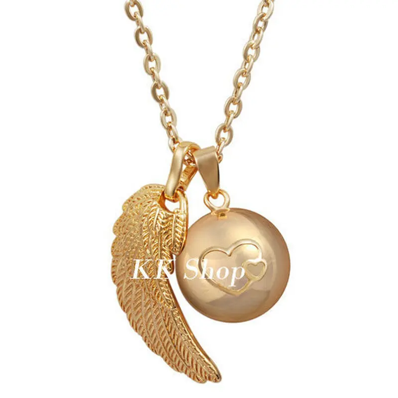 FN14 Fashion Pregnancy Jewelry Silver Gold Chime Bola With angel wing pendant Angel Caller Necklace Fashion Jewelry