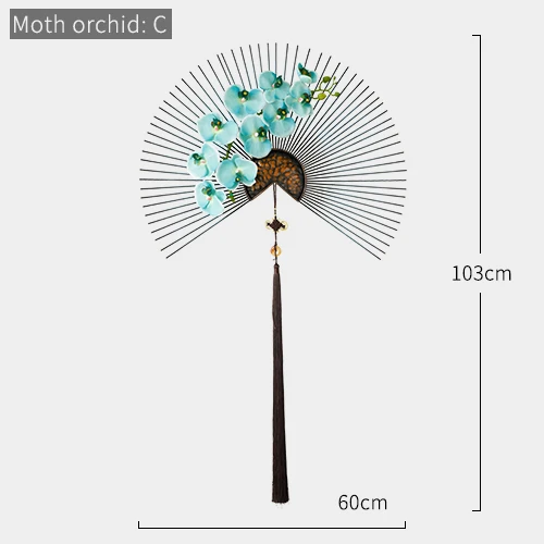Металлические настенные украшения цветок гостиная настенный орнамент китайский современный креативный Диван ТВ фон 3d висящий роскошный настенный Декор - Цвет: Moth orchid C60