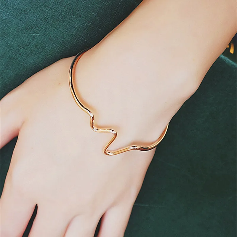 Open Cuff Triangle Bangles Leaf Arrow Geometric Bangle Bracelet for Women