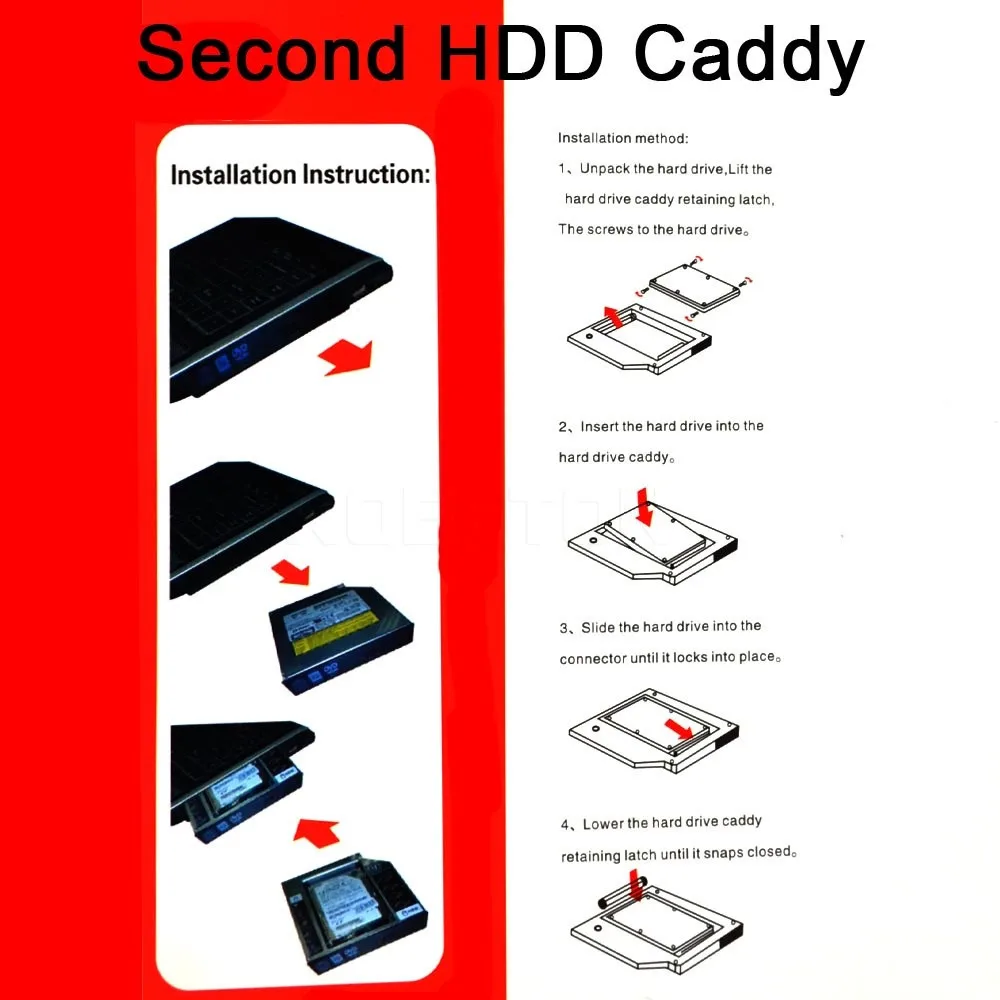 Kebidu Sata 2," SSD HDD HD драйвер жесткого диска внешний 2nd Caddy Sata 3,0 Корпус для 12,7 мм CD DVD rom Оптический отсек