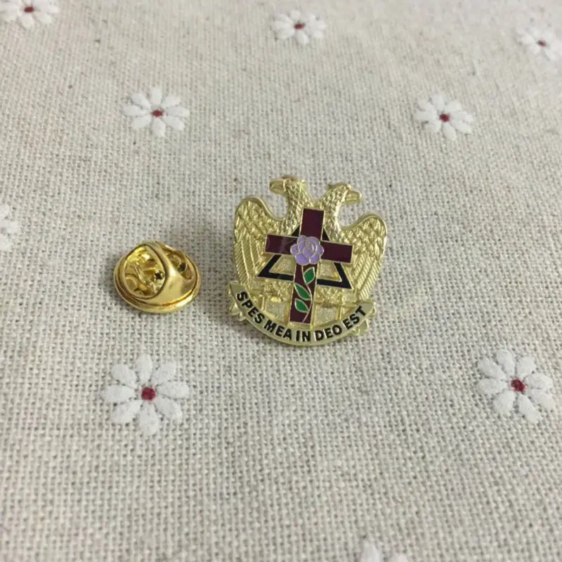 

10pcs Wholesale Masonry Freemason Lapel Pin Badge Brooches and Pins Scottish Rite Rose Croix Cross 32 Degree Masonic