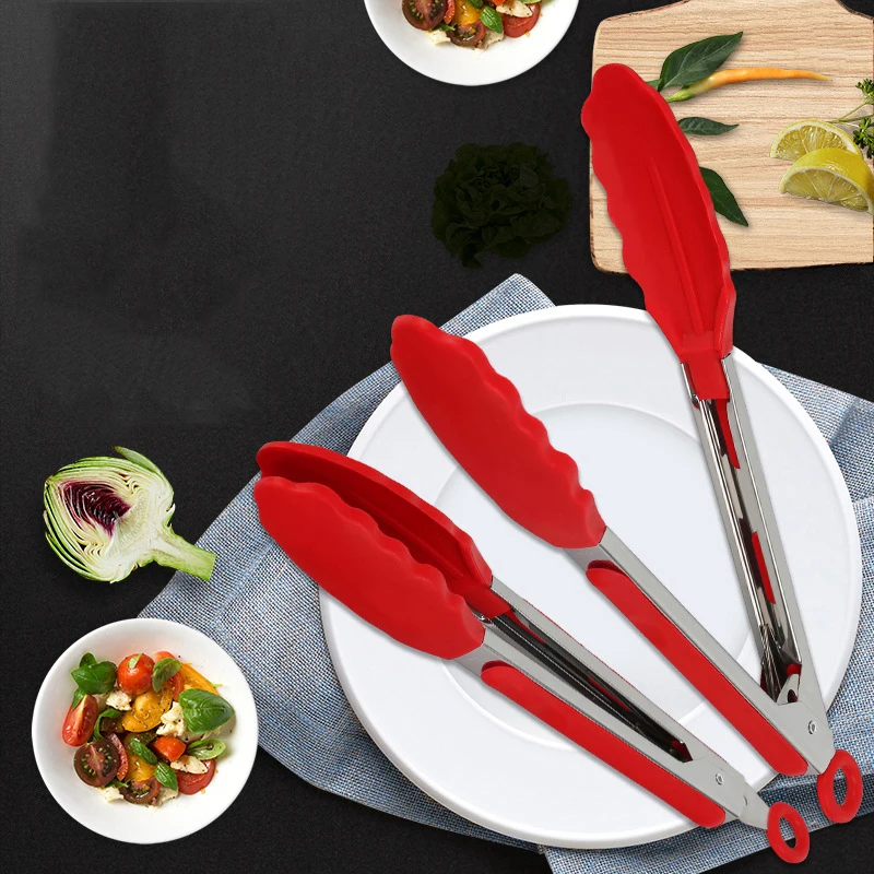 

1Pc Stainless Steel BBQ Tongs Cooking Non-Stick Barbecue Tools Hanging Bread Meat Clip Clamp Kitchen Accessories