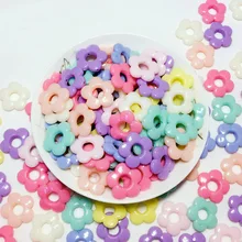 Contas vazadas de acrílico, novas contas soltas de acrílico flor acessórios diy joias de cor sólida de doce miçangas diy 50 peças