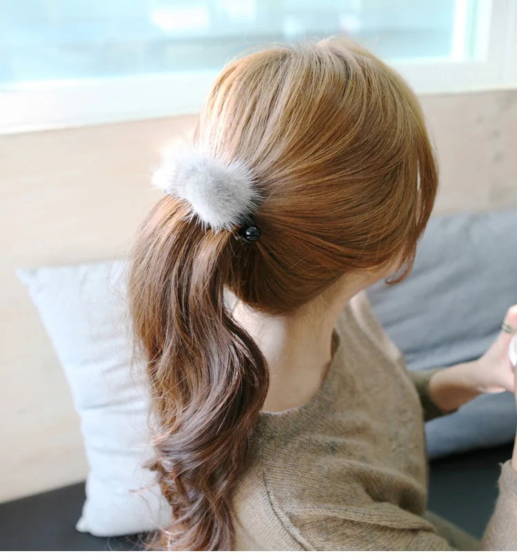 Из корейской норки волосы пряжки мех банан зажим шпилька для волос осень и зима модели волос конский хвост взрослые детские аксессуары для волос