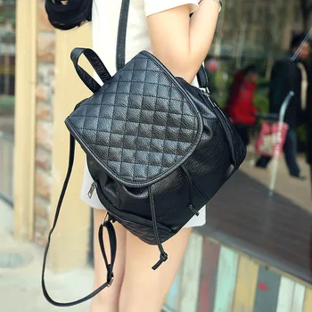 

100pcs/lot Fashion Women PU Leather Drawstring Backpacks Waterproof Ladies Cute Small School Backpacks for Teenager Girls