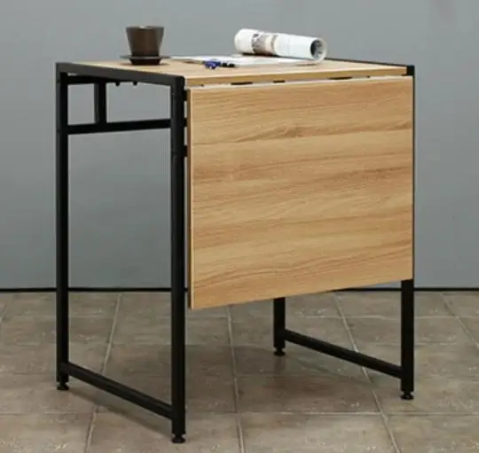 Single double dining folding table modern simple telescopic table steel wood small apartment table