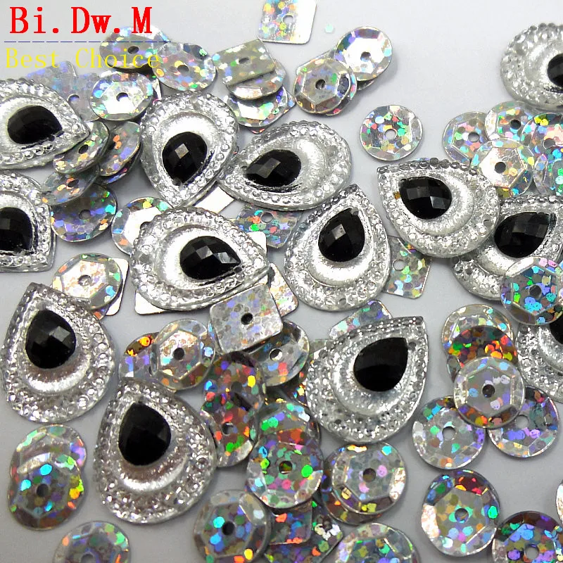Black Drop Pear Stones and Crystals Rhinestones AB color Sequins For