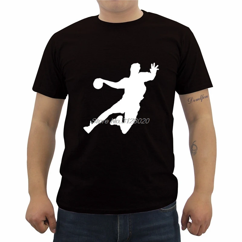 Новая футболка с принтом гандбола, летняя Мужская хлопковая футболка с коротким рукавом и круглым вырезом, модные мужские футболки, футболки для фитнеса, топы, уличная одежда