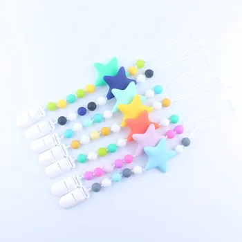 

New Star Baby Safety Pacifier Chains Silicone Teether Pacifier Clips Newborn Teething Eco-friendly Pacifier Clips Holder Chain