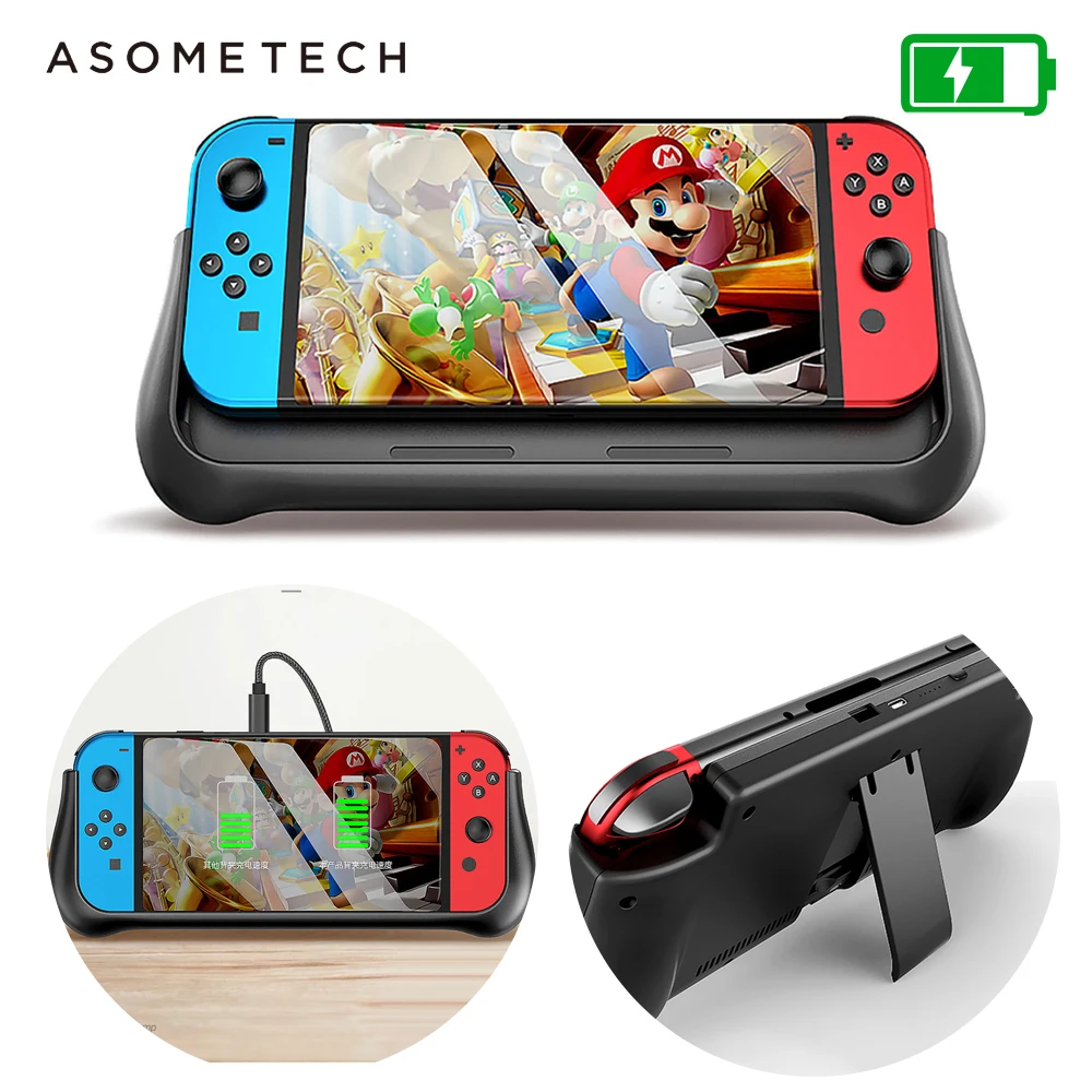 Billige Asometech 10000mAh Power Bank Ladung Fall Batterie Fall Für nintend swtich Spiel Maschine Externe batterie Mit Halter Schnelle Ladegerät