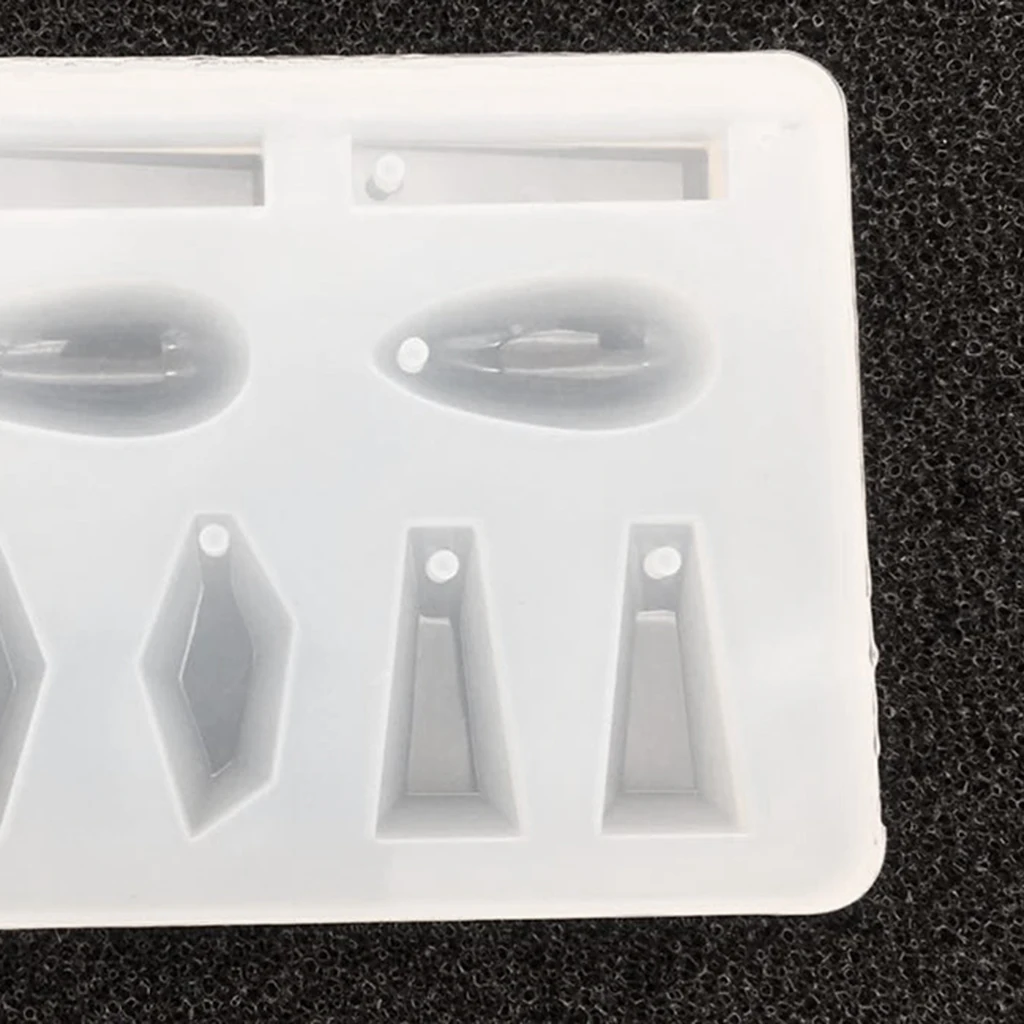 2x Geometric Shapes Silicone Mold Mould with Hole for DIY Crystal Resin Necklace Jewelry Pendant Earring Making Tool