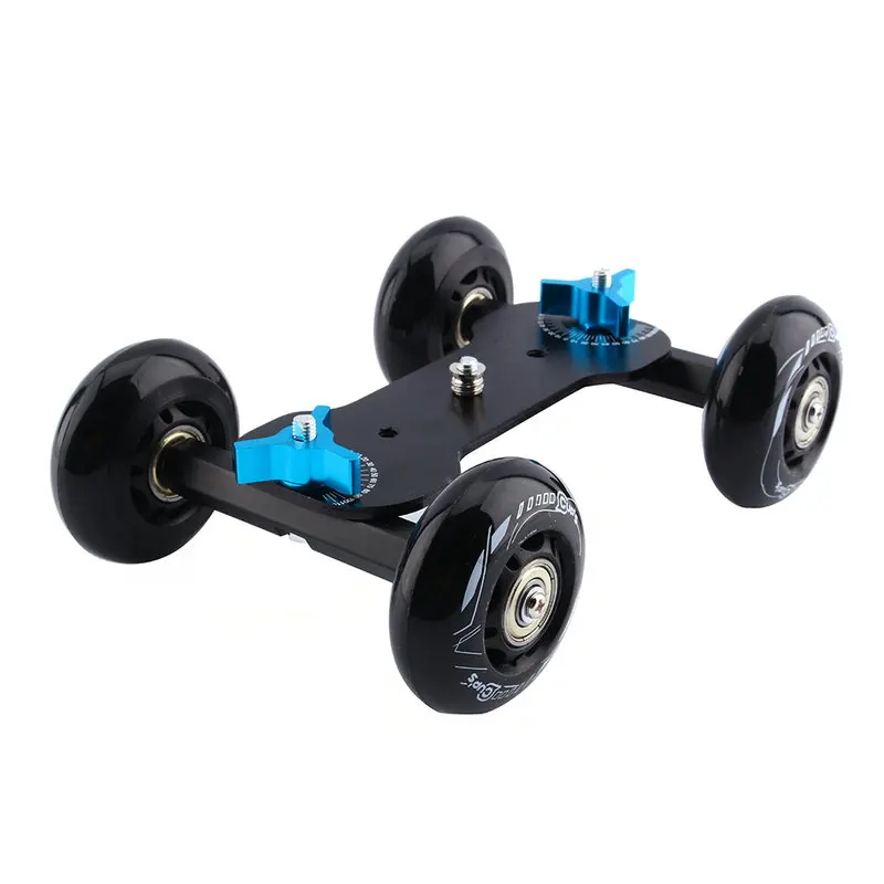 Black DSLR Truck Skater Wheel Table Top Compact Dolly Slider Kit Dslr Dolly Camera Car For
