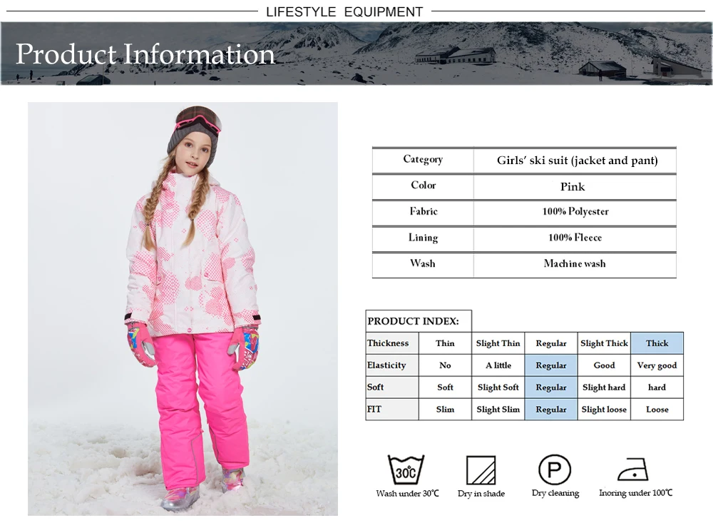 Зимние комплекты для девочек ветрозащитная Лыжная куртка и штаны, комплект верхней одежды для детей, теплый лыжный костюм для детей-подростков, одежда для девочек