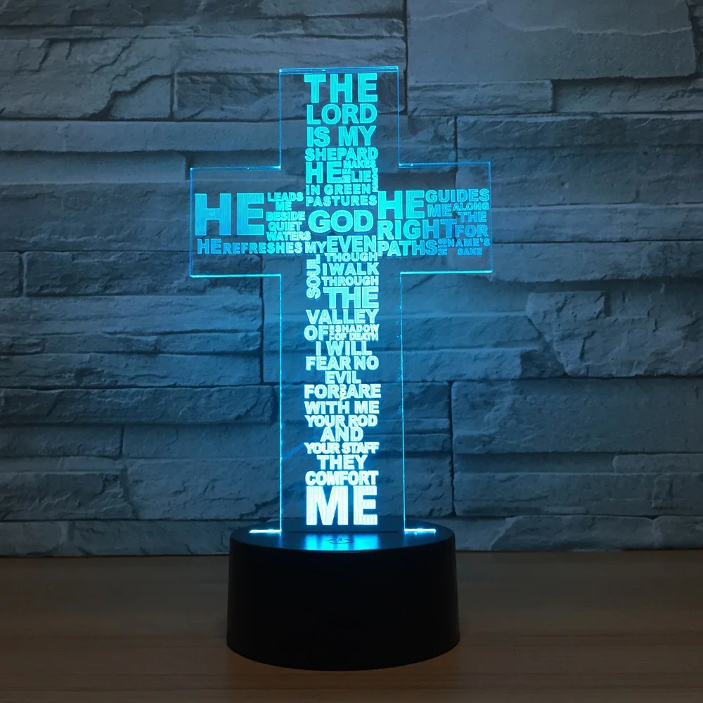 

Hot sale Cross 3D Lamp 7 Color change Remote Switch Small Night Light Colored lights Atmosphere lamp bedroom light