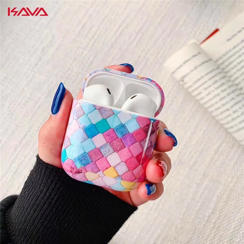 

Colored checkered pattern Anti-drop All inclusive Airpods Case for Apple Airpods1/2 ireless Bluetooth Headset Charging Cover Box