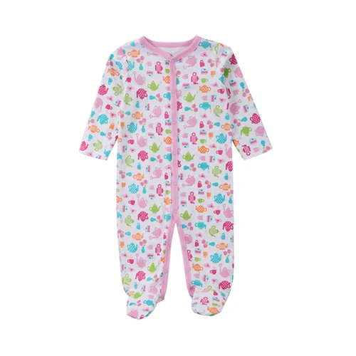 Одежда для маленьких девочек Одежда для новорожденных из хлопка с мультяшным принтом 1 предмет для детей от 0 до 12 месяцев - Цвет: Золотой