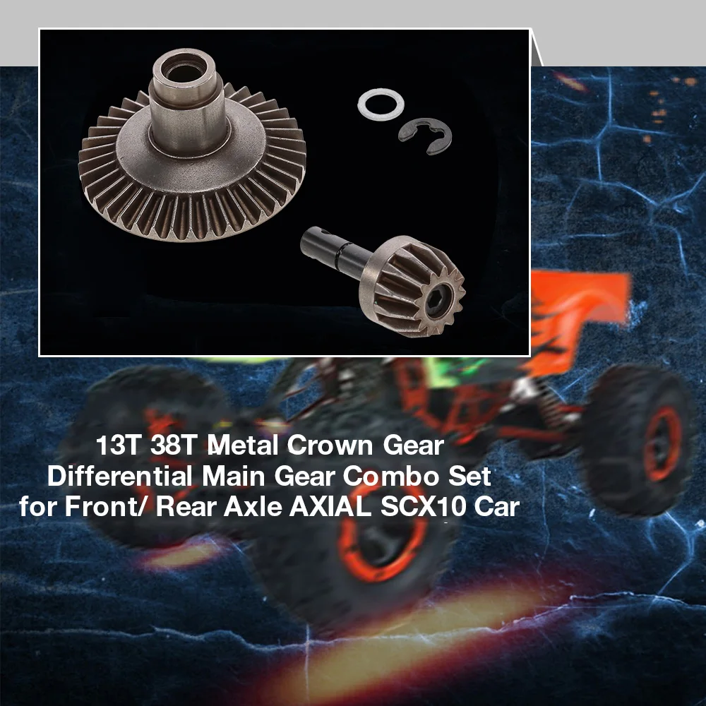 13T 38T Metal Crown Gear Motor Differential Main Gear Combo for Front Rear Axle AXIAL SCX10 90021 90022 Off-Road RC Truck Car (3)