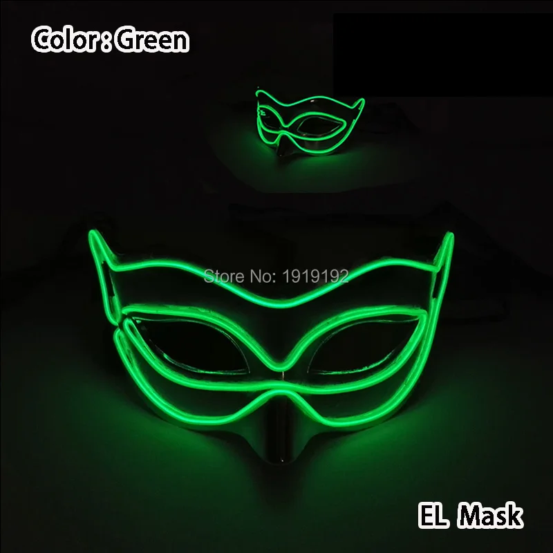 Women Sexy Cosplay Half Eyes Mask Bunny Fox Animal Mask Masquerade LED Glasses Carnival Fancy Glow Party Supplies - Color: Type 06-Green