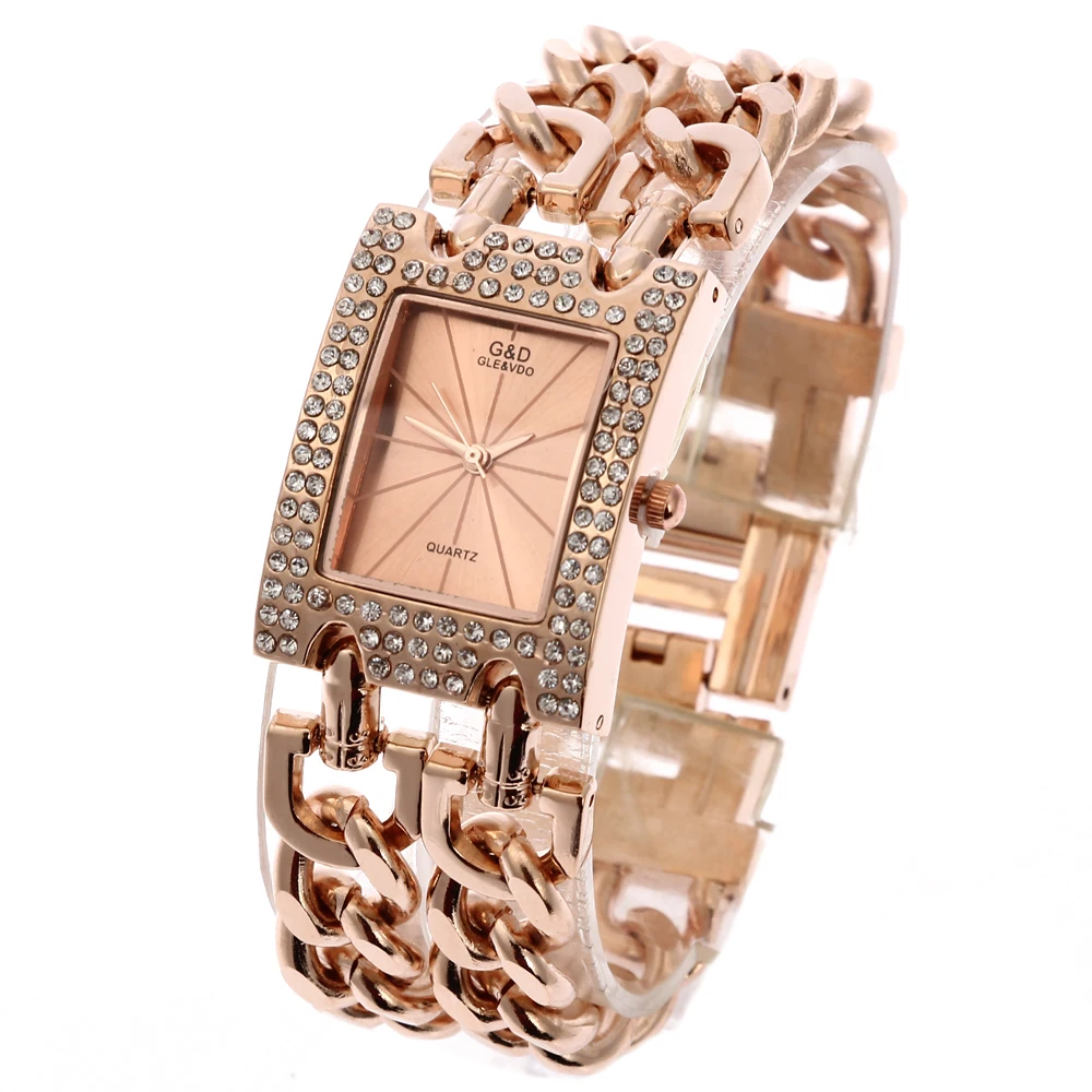 

2016 New Fashion Women's Wrist Watch Analog Quartz Watches Stainless Steel Band Rose Gold