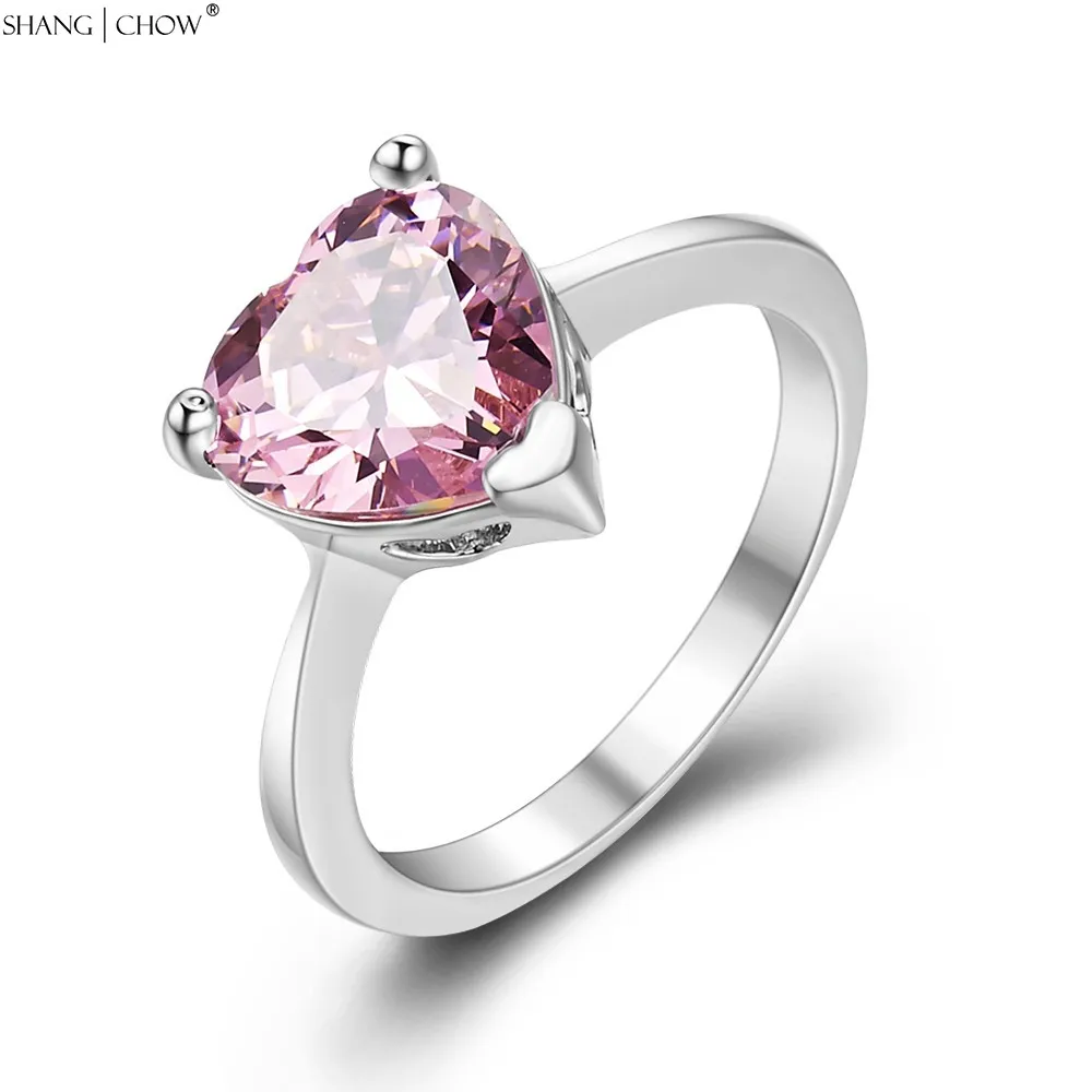 

2018 Romantic Fashion Jewelry for women Wedding Sweet Love Heart Sharp Pink Kunzite 925 Sterling Silver Ring R1225