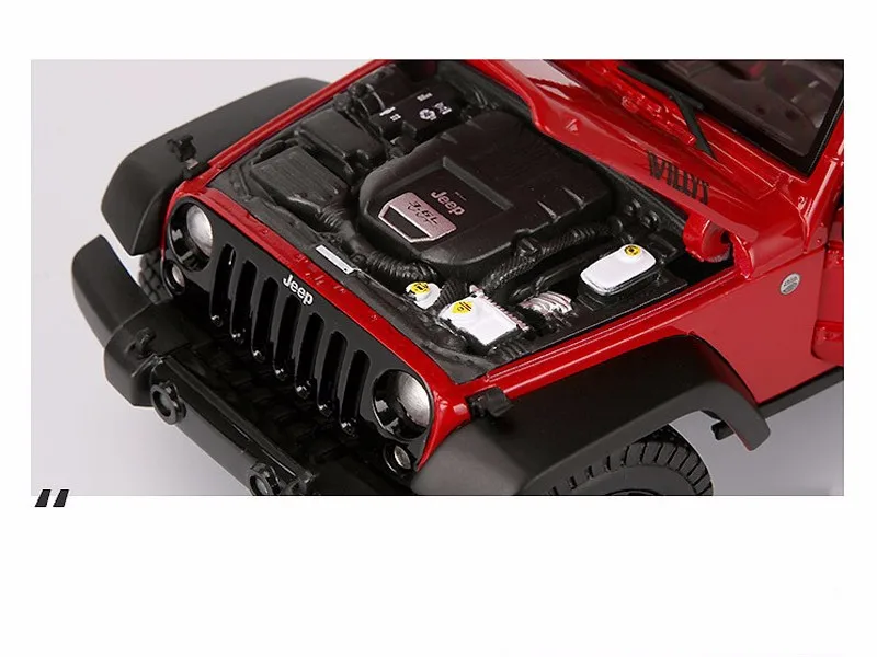 1/18 масштаб красный Jeep Wrangler Willys литая модель автомобиля внедорожная модель дорожного транспортного средства игрушки для детей подарки коллекции