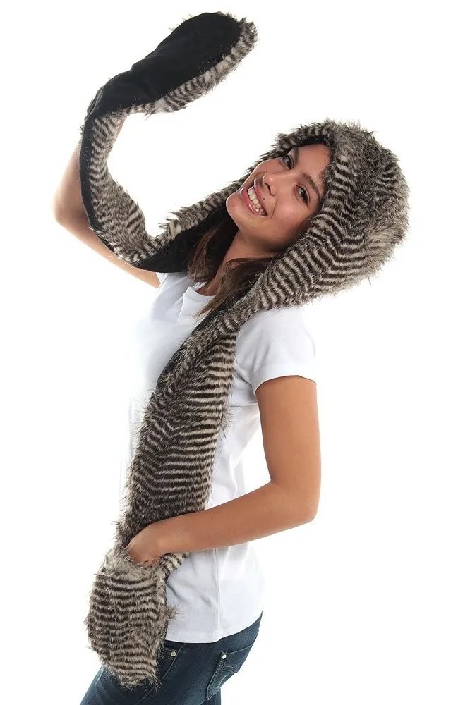 Горячая Распродажа, зимняя шапка из искусственного меха, капюшон с животными, 3 в 1, теплые плюшевые шапки с шарф-перчатка в одном 3SB042