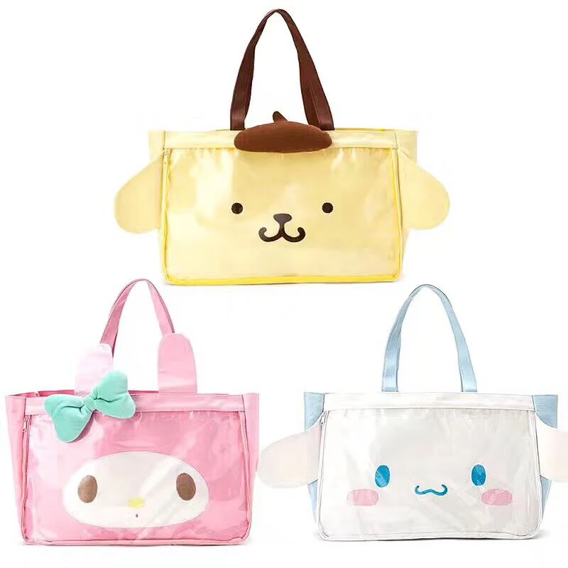 Милая мультяшная сумка Cinnamoroll PomPomPurin My Melody дорожная на колесиках Холщовая Сумка