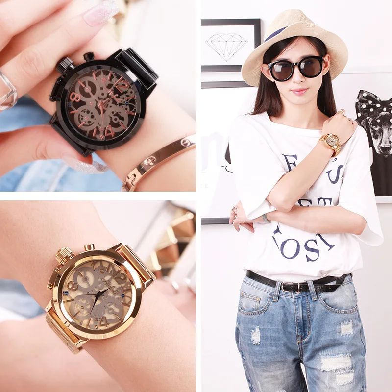 Simple steel belt watch quartz couple table casual high quality female watch