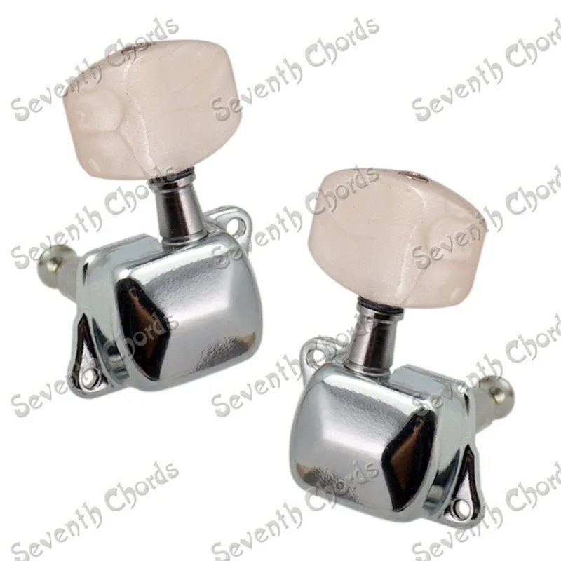 QHX A Set White Pearl Square Button Chrome Semiclosed Guitar Tuning