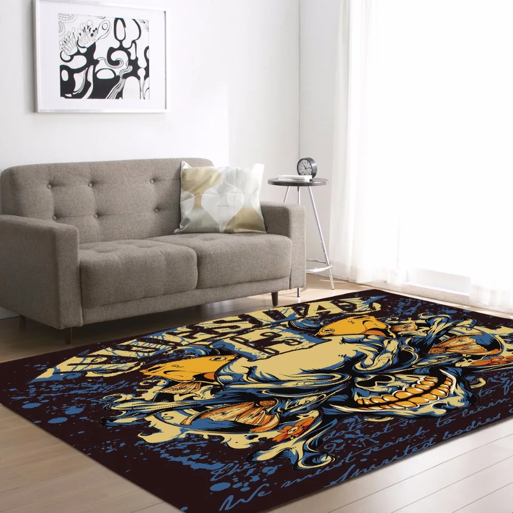 Fashion Skull Print Carpet for Living Room Bedroom Soft Carpets Bathroom Floor Door mat Home Decor Carpet large Area Rug