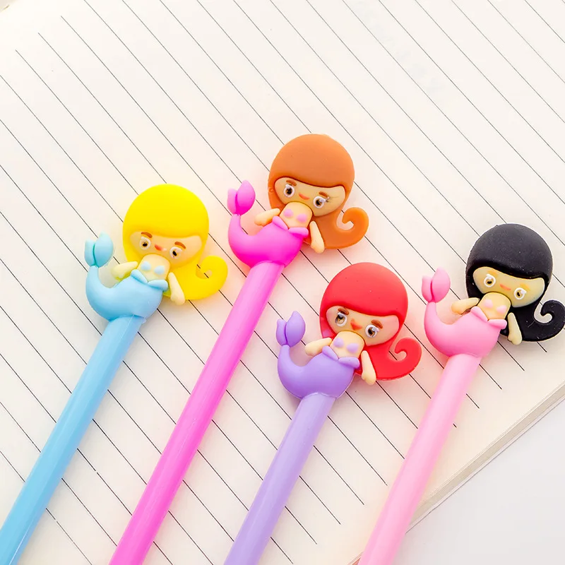 

36 pcs/lot Creative mermaid gel pen Cute 0.5 mm Black ink Signature pens for writing Stationery Office School supplies Papelaria