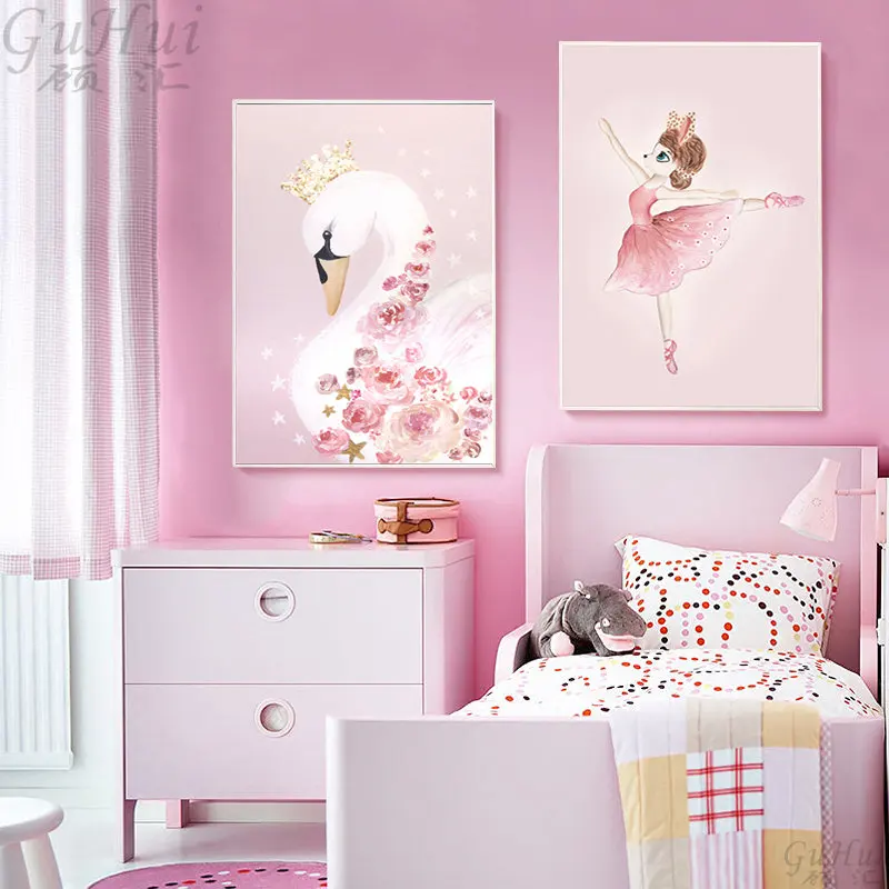 Lovely-Nordic-Cartoon-Elephant-Deer-Rabbit-Canvas-Art-Painting-Print-Poster-Picture-Wall-Baby-Children-s