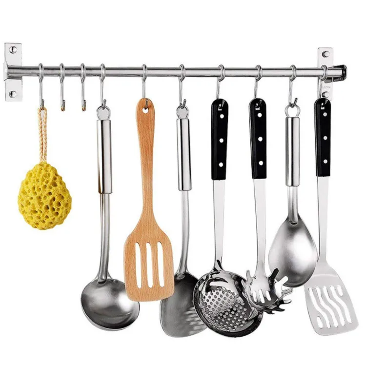 

Kitchen Utensil Rack Wall Mounted Hanger Space Saver Stainless Steel Rack Rail Storage Organizer Kitchen Tools for Hanging Knive