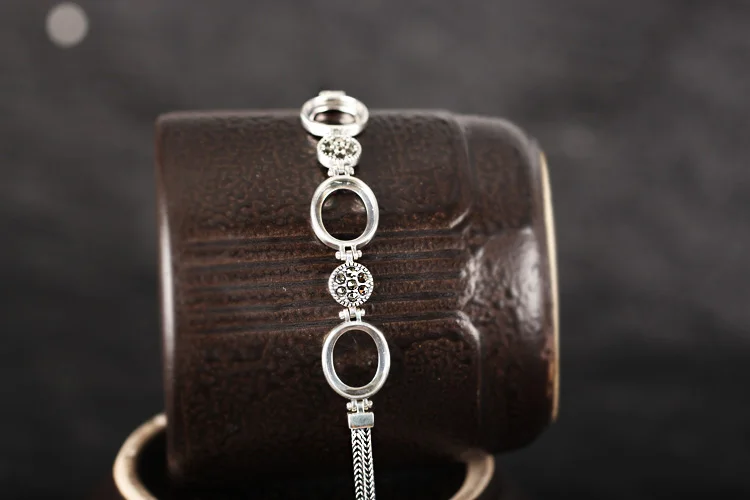 

Sterling Silver 925 Women Bracelet Chain Semi Mount For 10x12mm Oval Cabochon Fine Jewelry