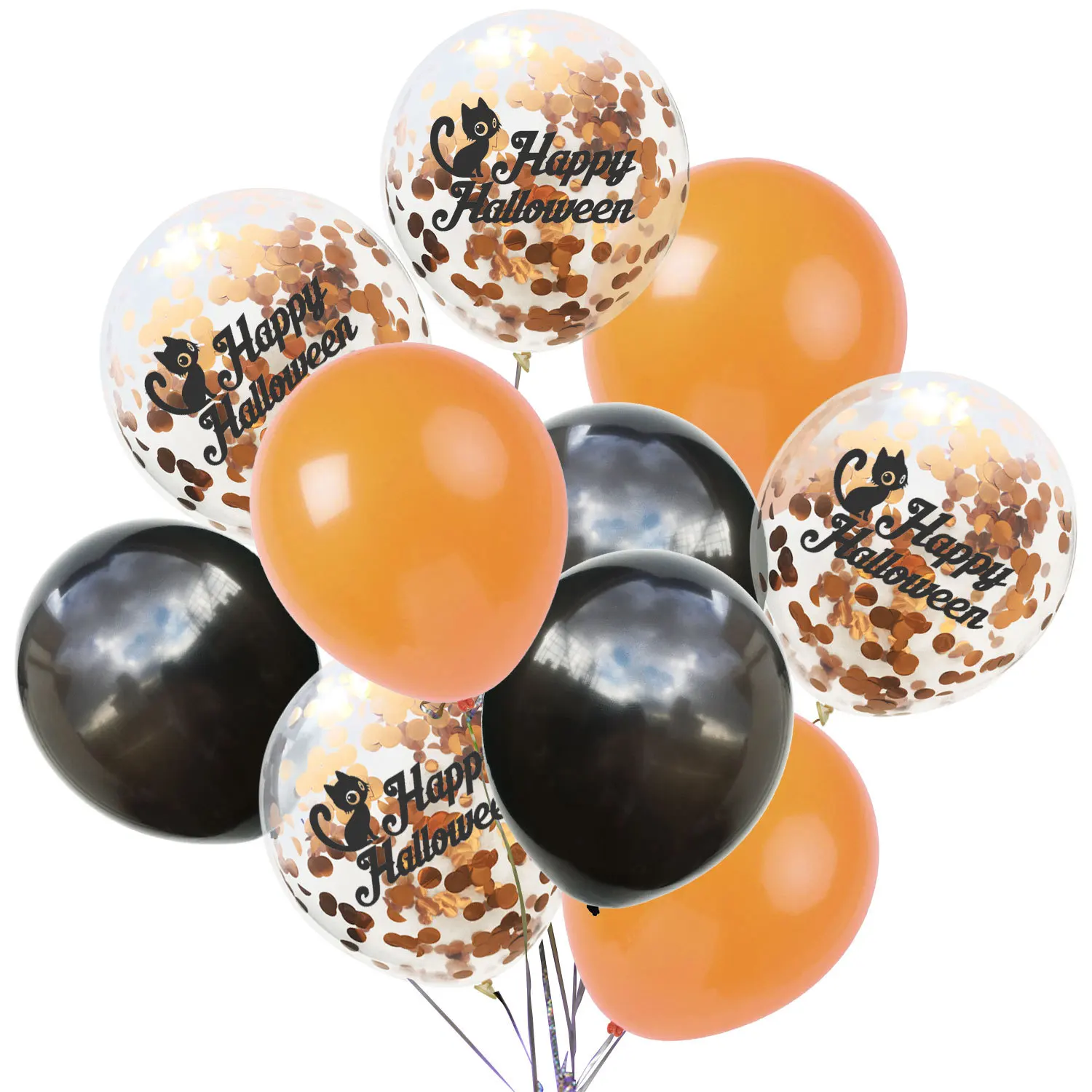 

12inch Halloween Confetti Balloons Halloween Decorations Orange Baloon Helium Halloween Party Black Balloon DIY Supplies S6MZ