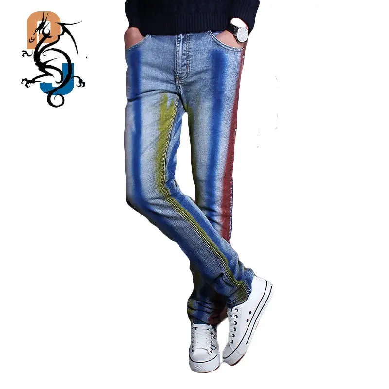 Personality Design Fashion Male Colored Drawing Straight Jeans Men s Denim Movie Characters Pattern Printed Jeans
