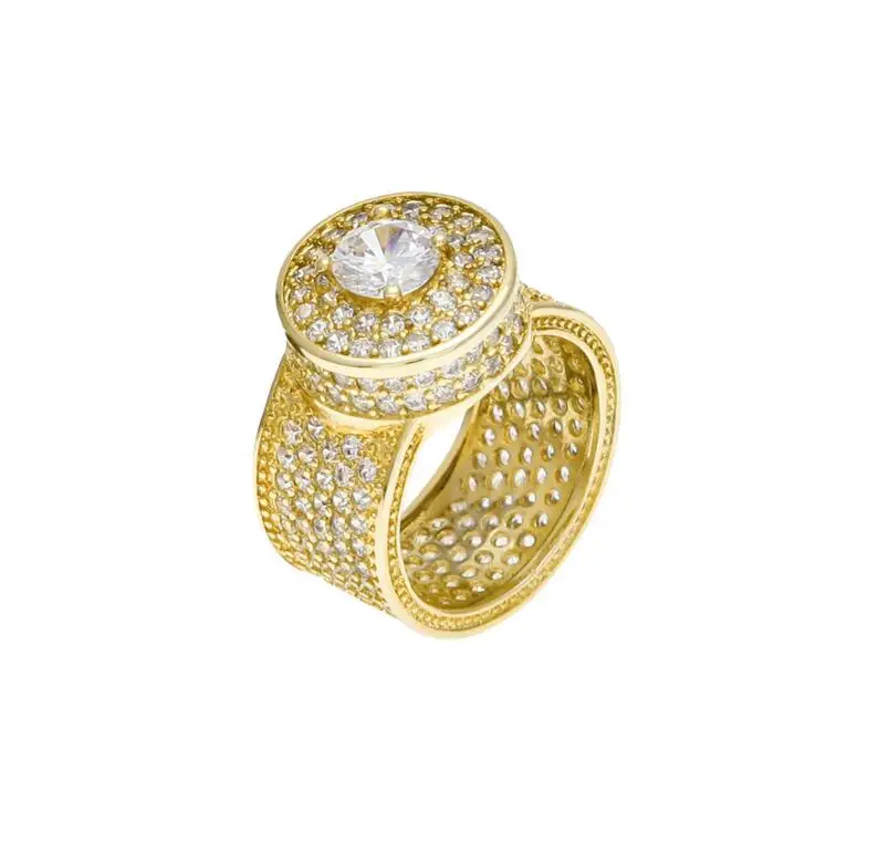 2018 top quality boy men jewelry size 8 9 10 11 full cubic zirconia paved silver gold color CZ bling wedding enegament ring men